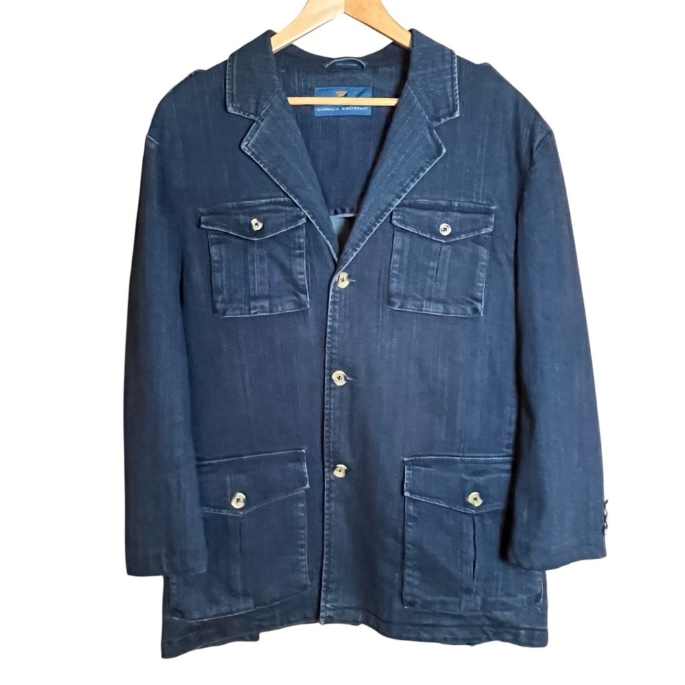 Giorgio Brutini Men's Size Large Blue Jean Denim Sports Jacket Blazer Coat